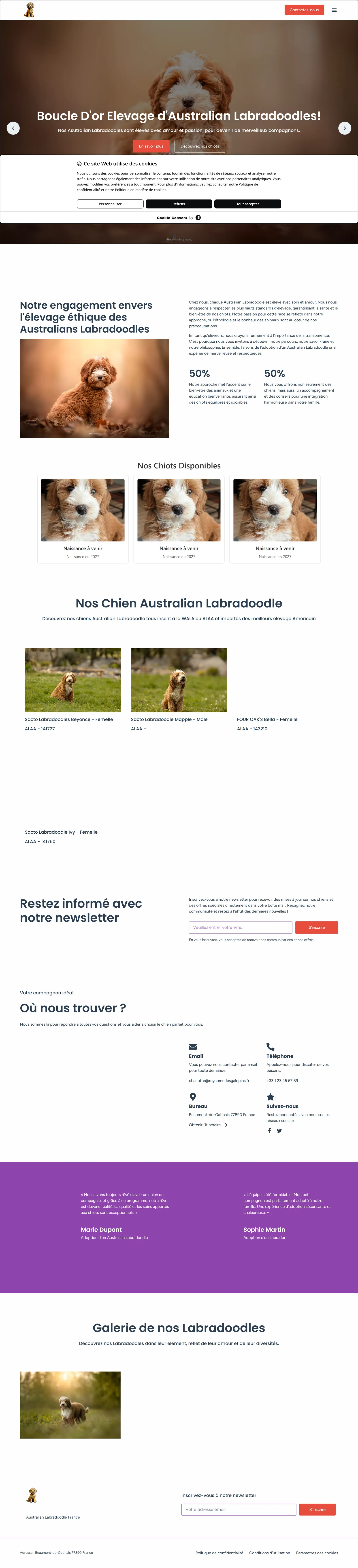 Version 2024, page d'accueil en pleine longueur : tout le site tient sur cette page