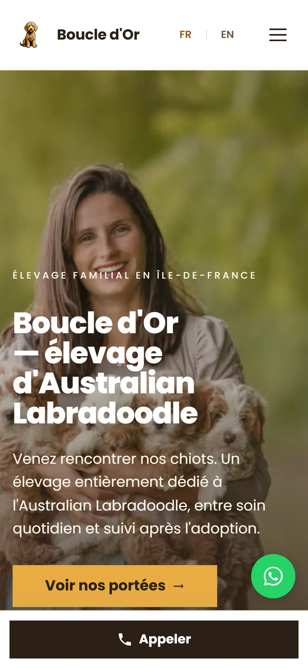 Refonte 2026, page d'accueil sur téléphone