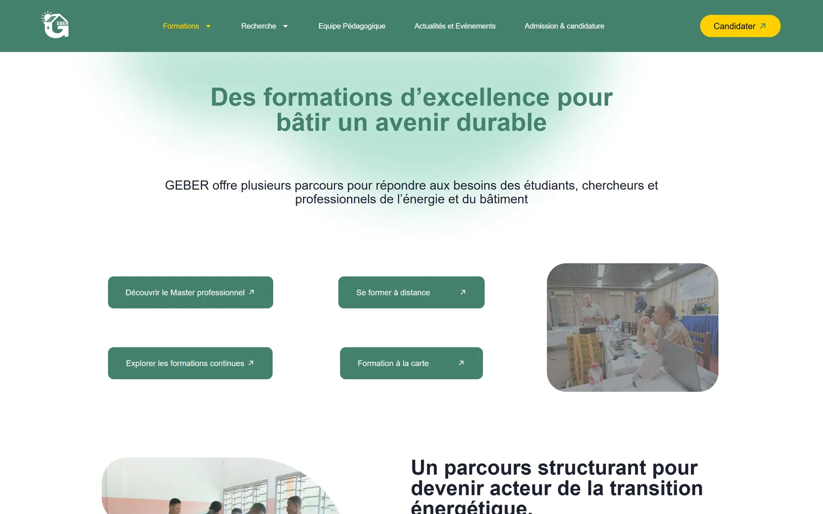 Page formations, les quatre formats proposés par le programme
