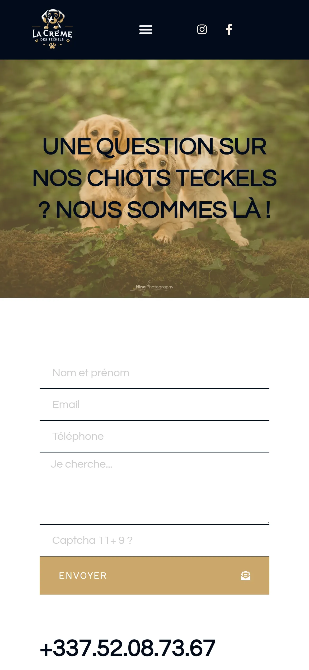 Version 2024, page contact sur téléphone