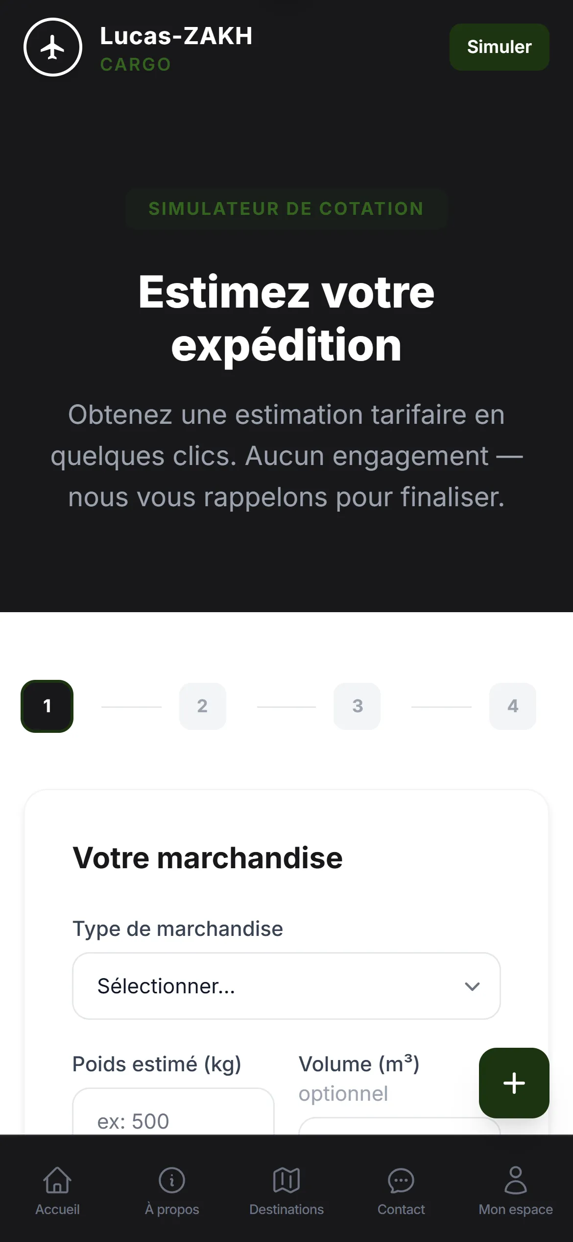 Formulaire de devis en version mobile
