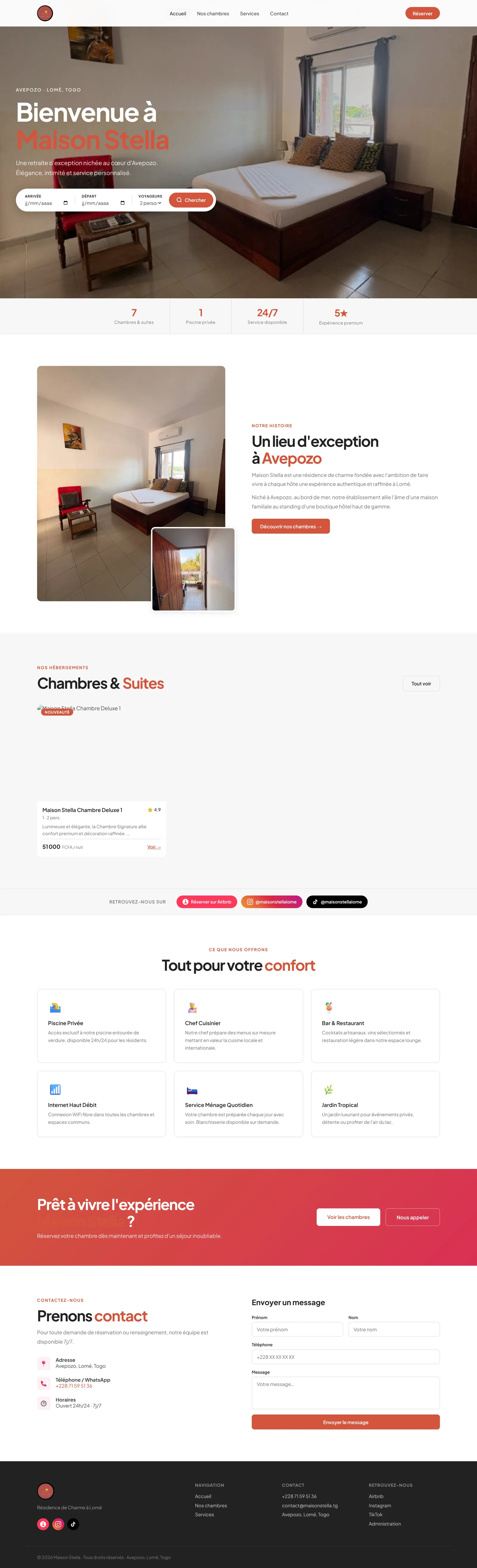 L'accueil dans son intégralité : la maison, les chambres, les services et le contact