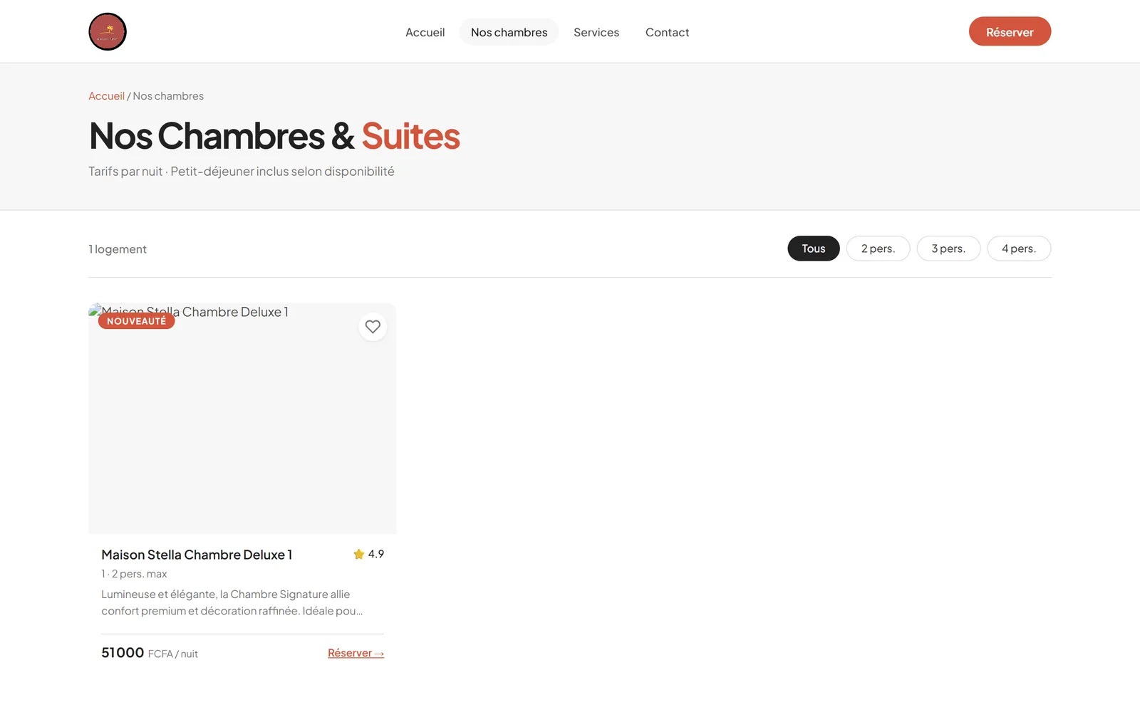 Chambres et suites : les hébergements proposés