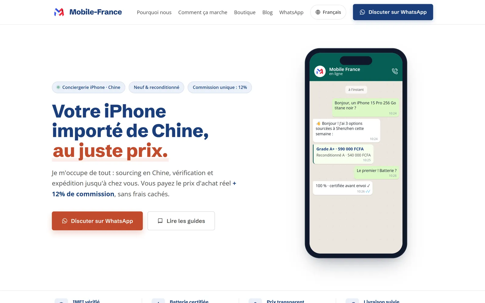 Page d'accueil de Mobile France