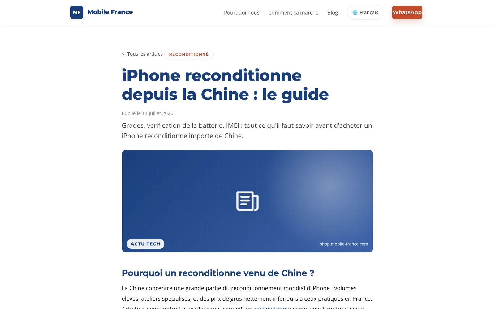 Article de fond : le guide de l'iPhone reconditionné importé de Chine