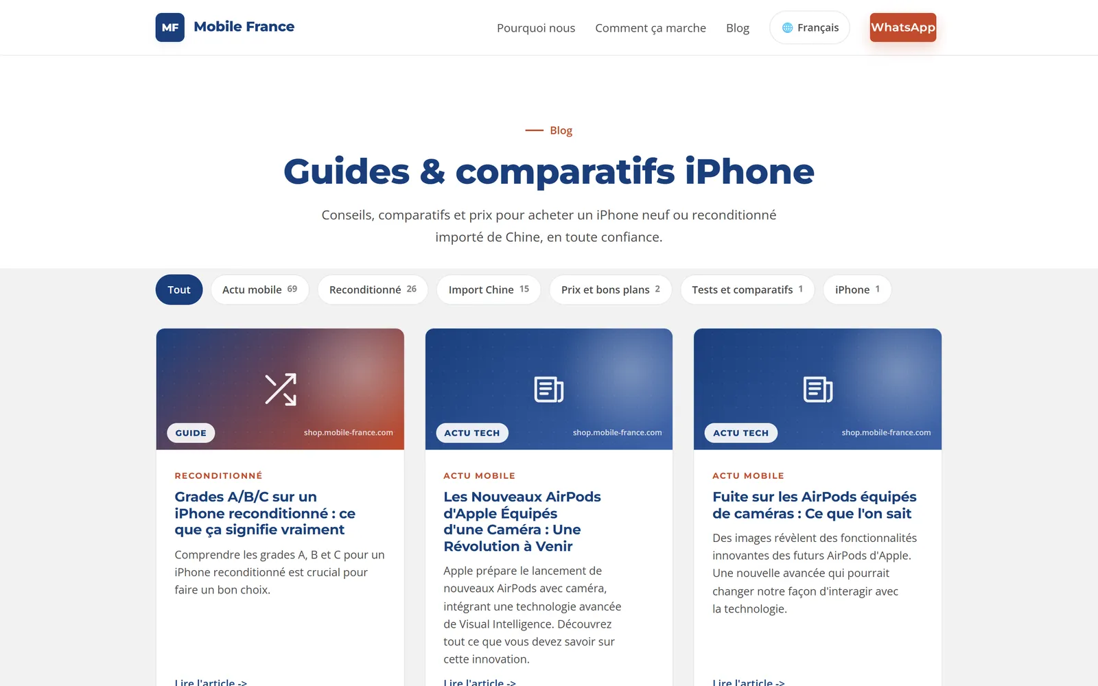 Blog : guides, comparatifs et actualité mobile classés par rubrique