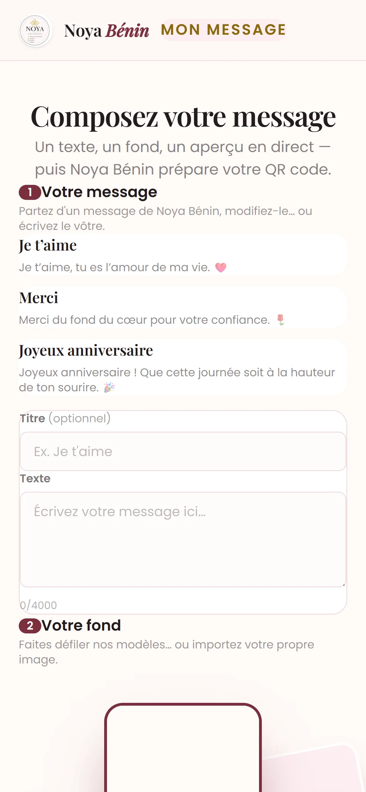 Composition du message sur téléphone