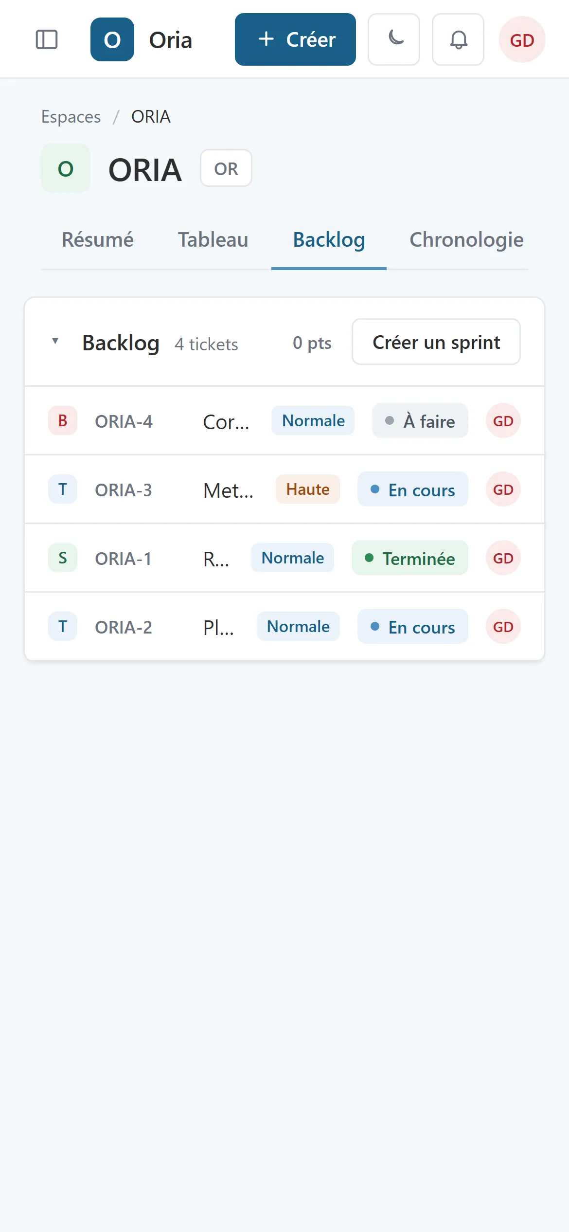 Backlog sur mobile