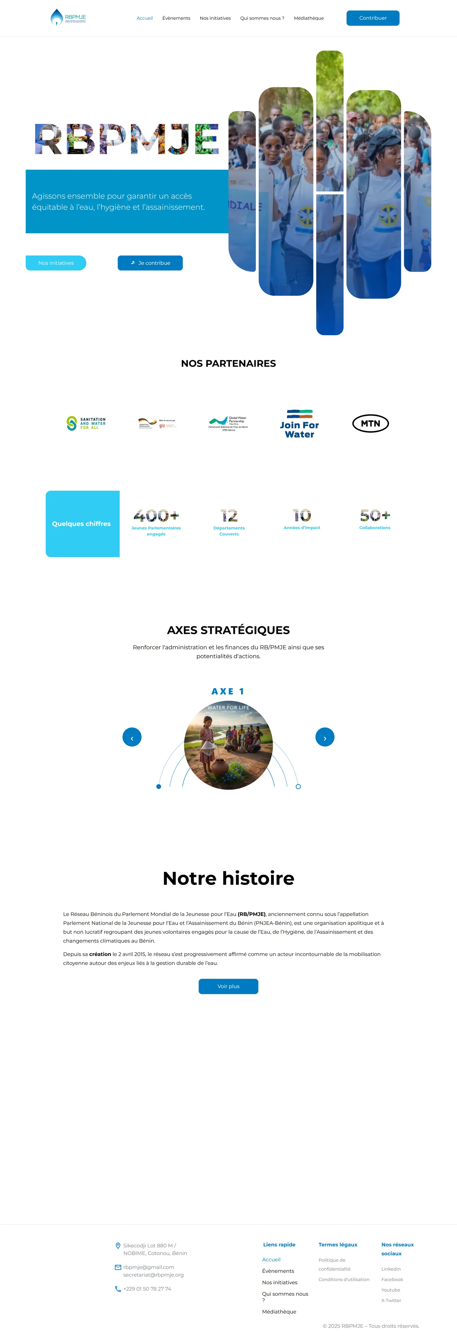 La page d'accueil dans son intégralité