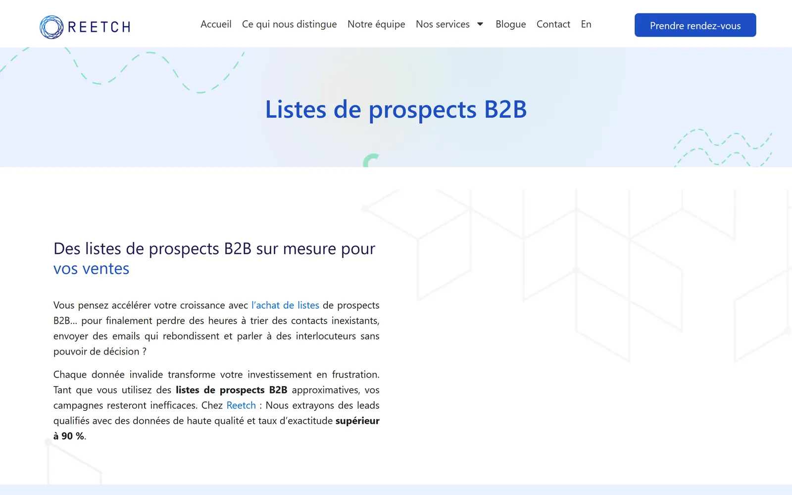 Page de vente de listes de prospects.