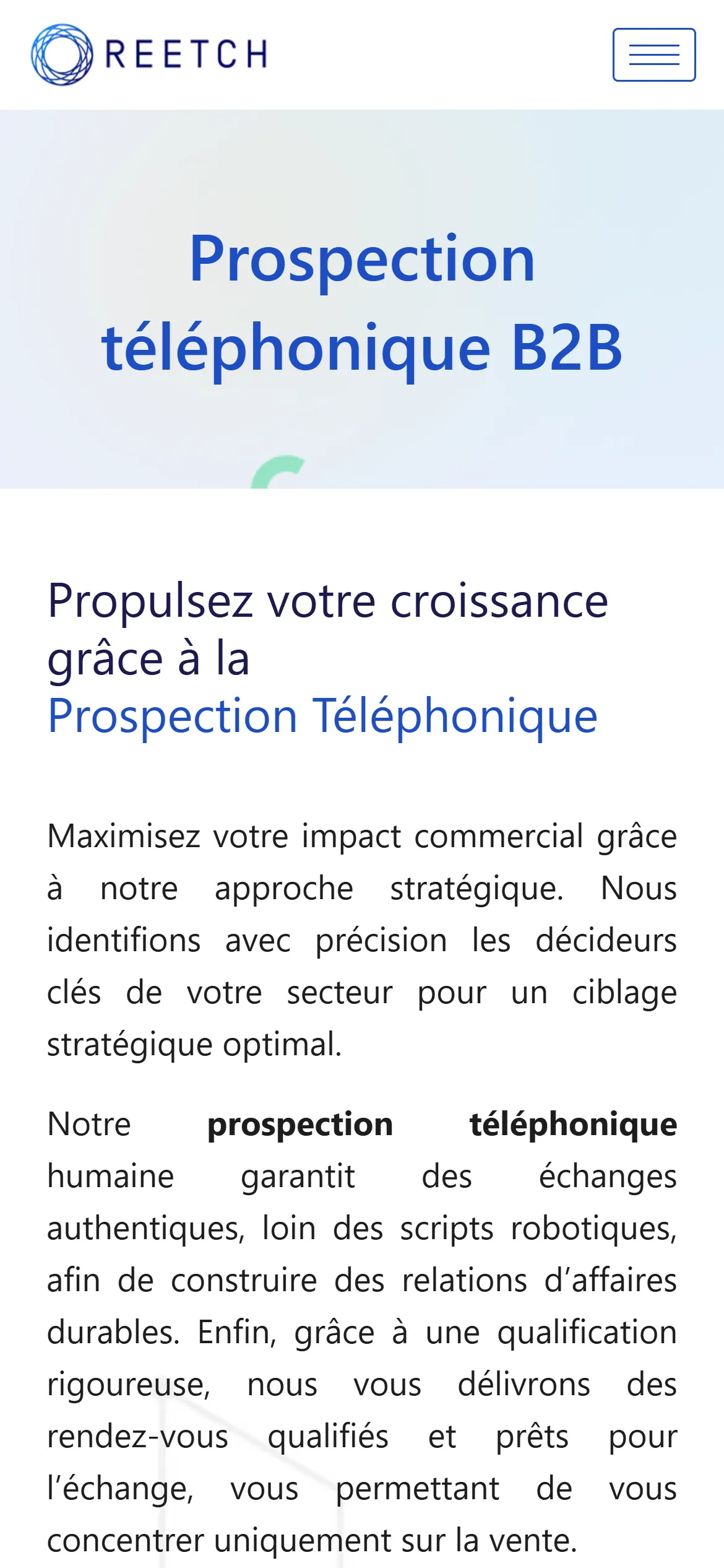 Offre de prospection téléphonique sur téléphone.