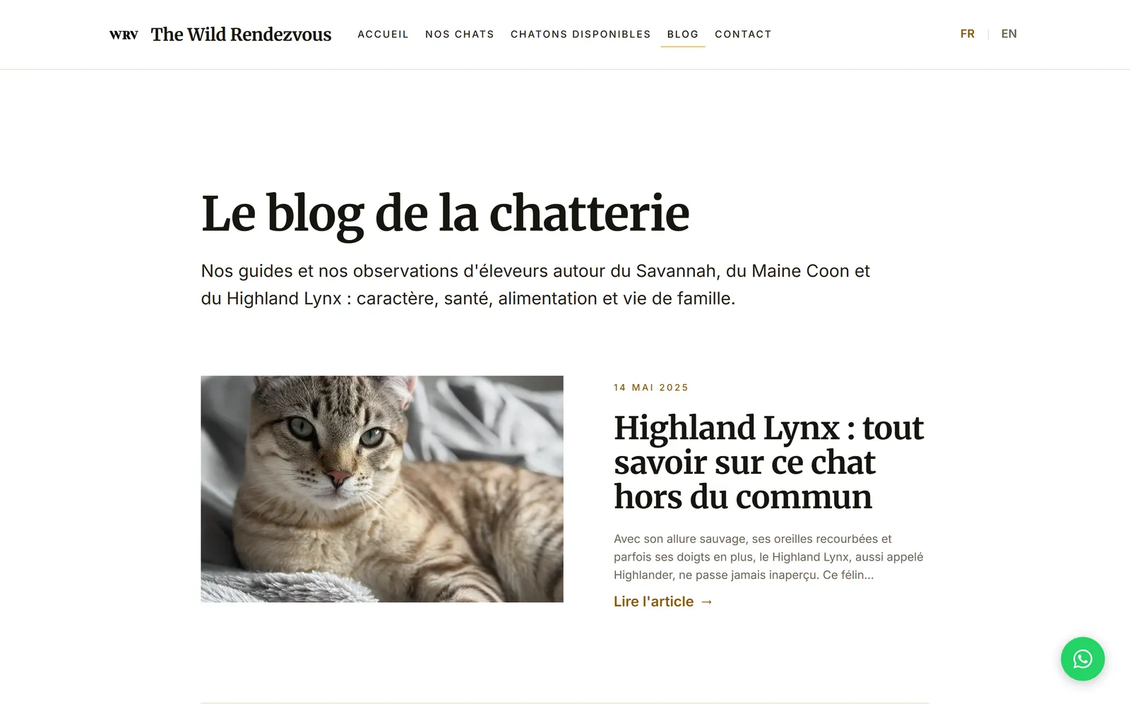 Refonte 2026, blog de la chatterie