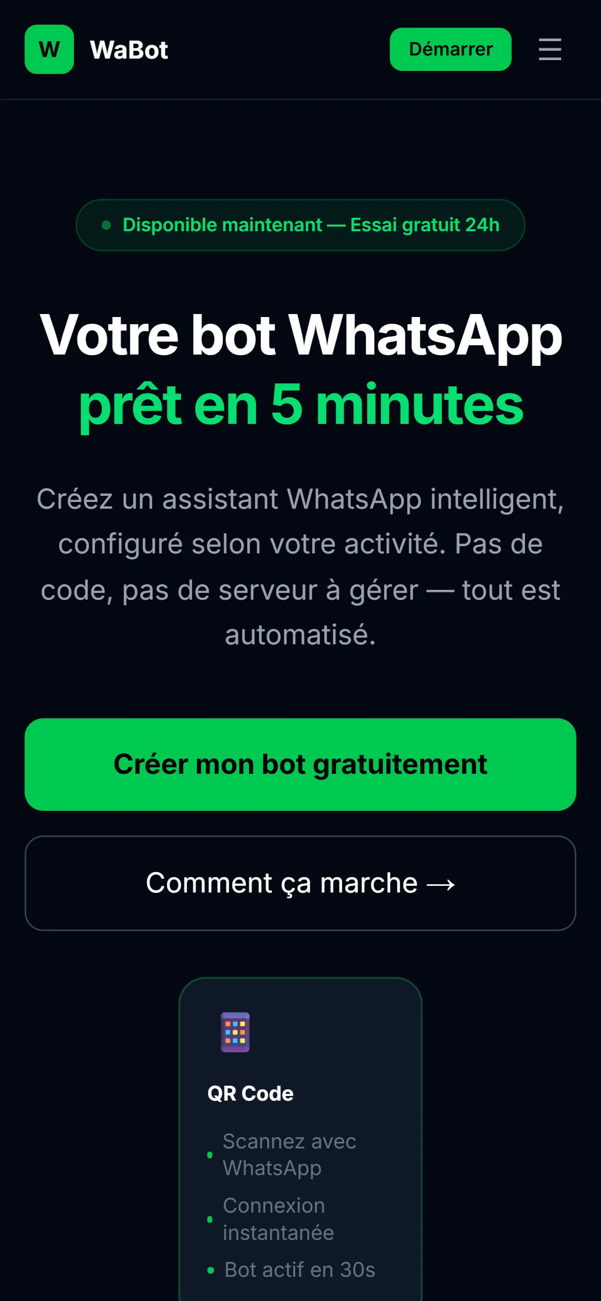 Accueil sur téléphone : navigation compacte et cartes empilées.