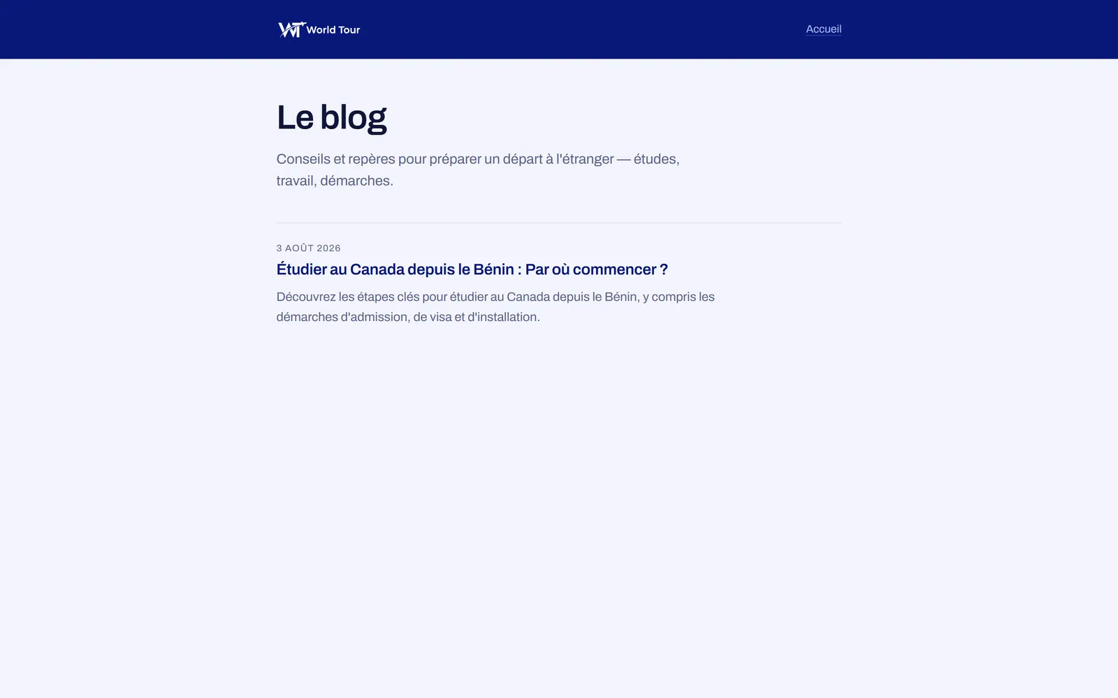 Espace éditorial du site.